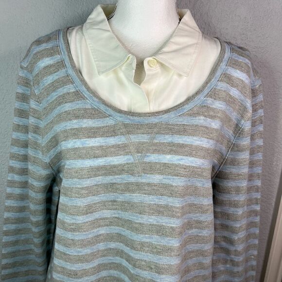 New! Tommy Hilfigure Knit Pullover Gray/Blue/White Women’s Sweater Sz XL - Picture 4 of 13